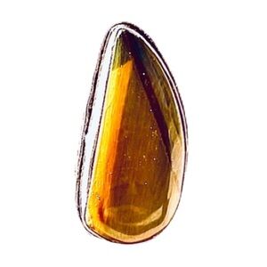 New Artisan 925 Sterling Silver Natural Tigers Eye Handmade Oblong Ring 10.6g